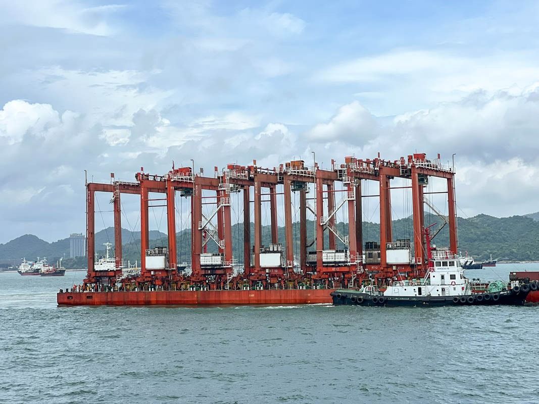 RTG cranes transported by sea on a barge